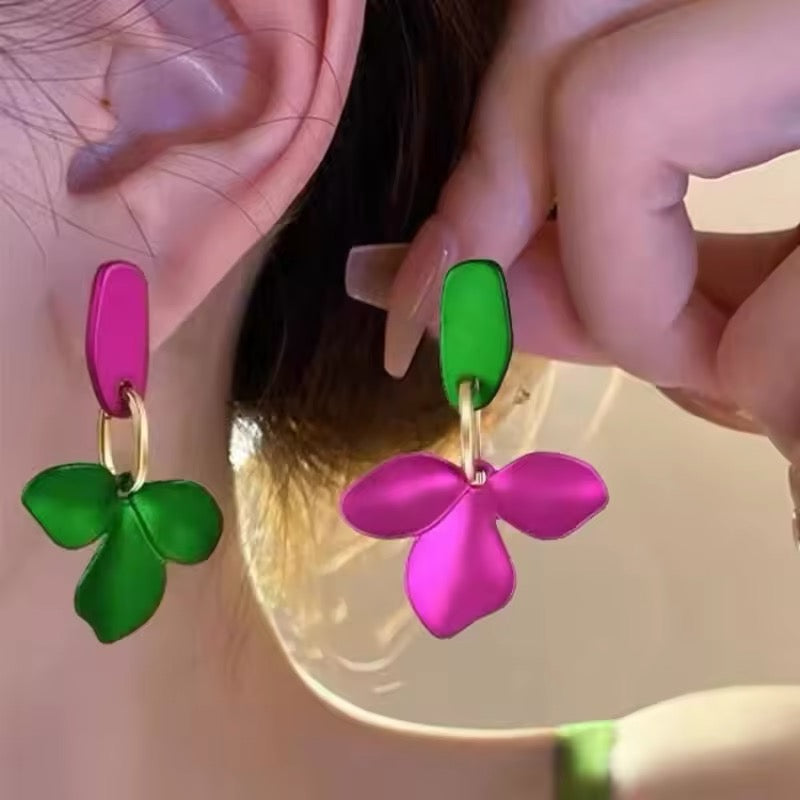 Metallic Green and Fuchsia Earrings