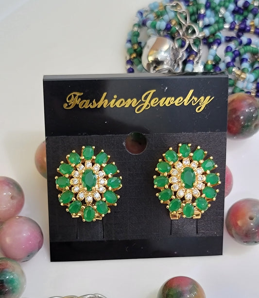 Green Flower Earrings