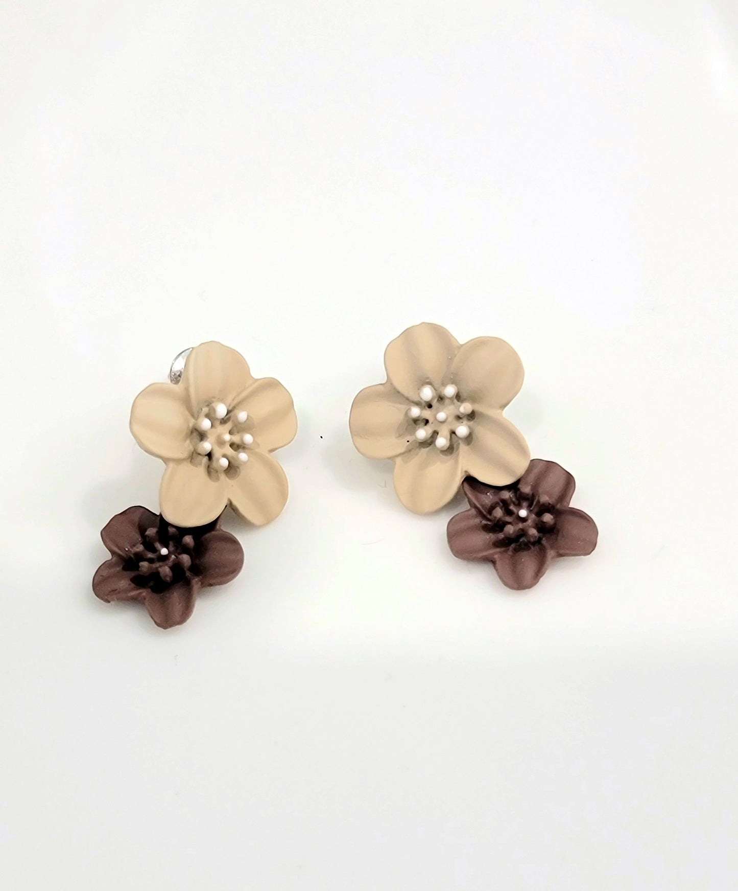 Two Color Flower Drop Earrings