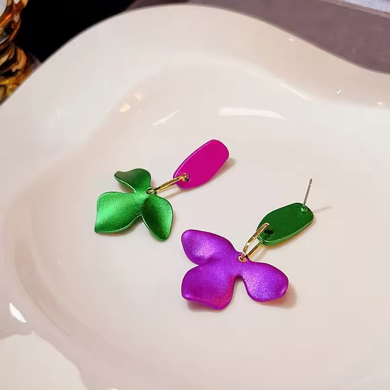 Metallic Green and Fuchsia Earrings