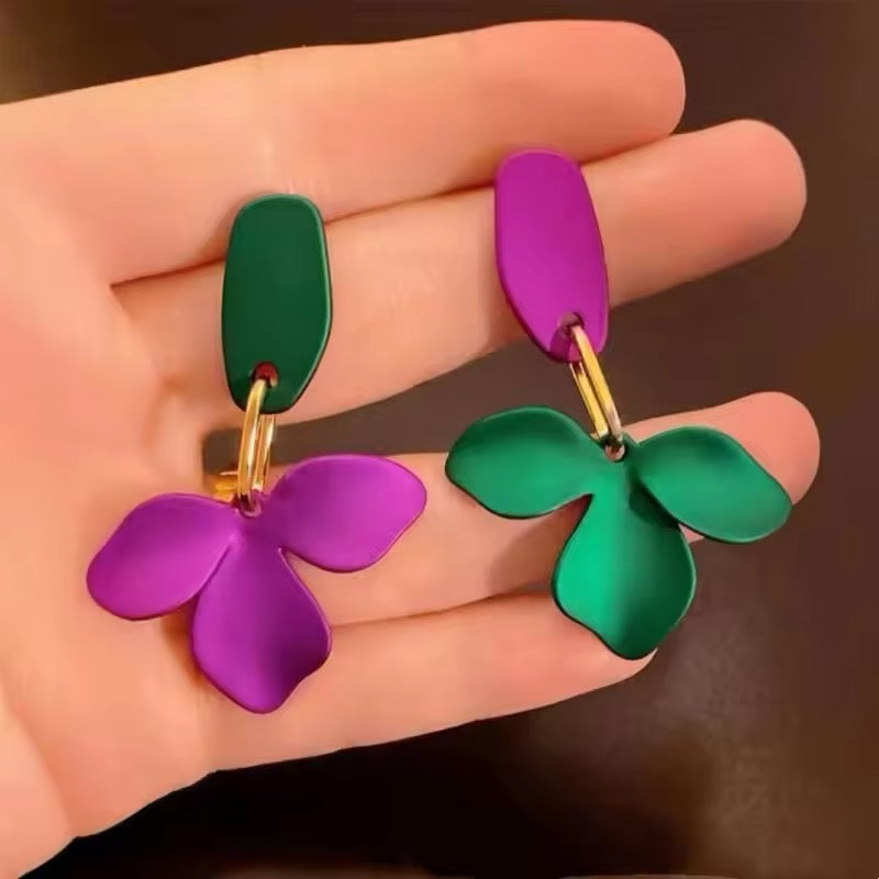 Metallic Green and Fuchsia Earrings